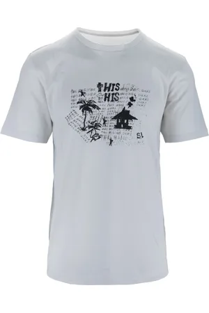 Saint Laurent Tops, Heren, Wit, S, Katoen, T-shirt met grafische print van katoen met ronde hals