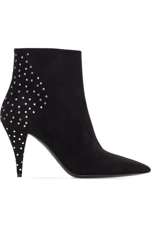Saint Laurent Schoenen, Dames, Zwart, 37 EU, Leer, Kiki Enkellaarsjes