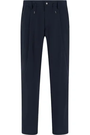 HERNO Broeken, Heren, Blauw, XL, Wol, Blauwe Elastische Taille Broek