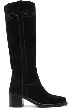 Ash Schoenen, Dames, Zwart, 38 EU, Leer, Zwarte laarzen met hak van 6,5 cm
