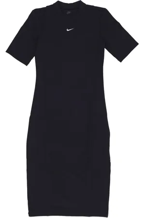 Nike Kleedjes, Dames, Zwart, M, Katoen, Essential Midi Jurk