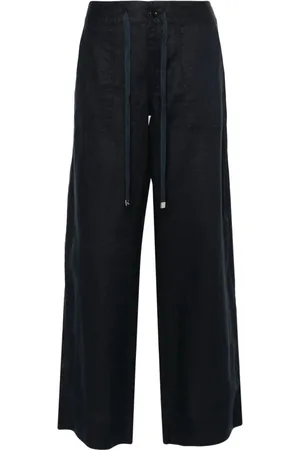 Ralph Lauren Broeken, Dames, Zwart, M, Linnen, Wijde Pijpen Broek