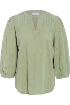Kaffe Blouses & Shirts, Dames, Groen, 2Xl, Groene Olieblouse met V-hals