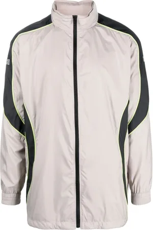 Givenchy Jassen, Heren, Grijs, S, Polyester, Logo-Print Zip-Up Jacket