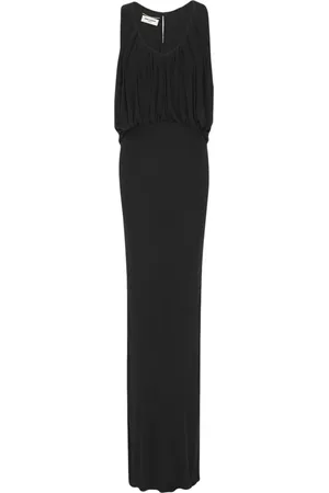 Saint Laurent Kleedjes, Dames, Zwart, S, Gedrapeerde Mouwloze Jurk