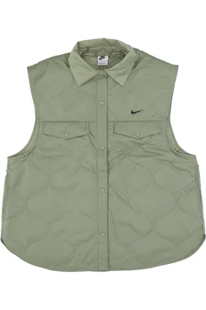 Nike Jassen, Dames, Groen, L, Polyester, Gewatteerd Mouwloos Sportvest