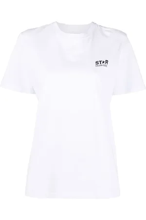 Golden Goose Tops, Dames, Wit, L, Katoen, T-shirt met sterlogo-print