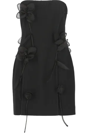 ROTATE Kleedjes, Dames, Zwart, M, Polyester, Jurk zonder mouwen met roosdetails