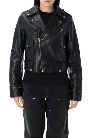 Golden Goose Jassen, Dames, Zwart, S, Leer, Leren Biker Jack Nevada