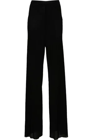 Rick Owens Broeken, Dames, Zwart, S, Casual Wijde Broek met Naaddetail