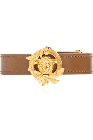 VERSACE Accessoires, unisex, Bruin, ONE Size, Leer, Leren armband