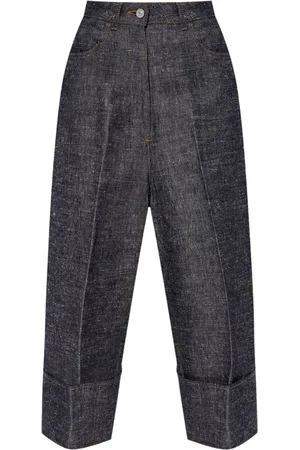 Givenchy Broeken, Dames, Blauw, M, Denim, Palazzo Denim Cropped Broek