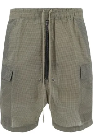 Rick Owens Korte broeken, Heren, Groen, L, Nylon, Ripstop Cargobela Shorts