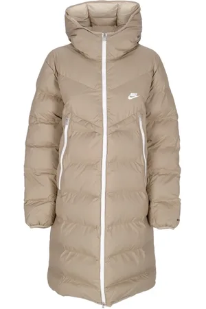Nike Mantels, Heren, Bruin, L, Polyester, Gewatteerde Hooded Parka Windrunner Khaki