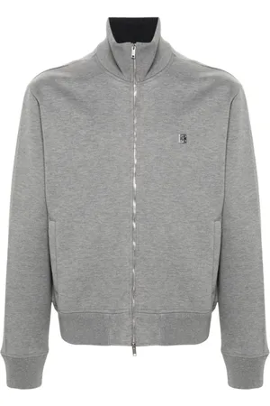Givenchy Sweatshirts & Hoodies, Heren, Grijs, L, Katoen, Grijze Jas met Hoge Kraag