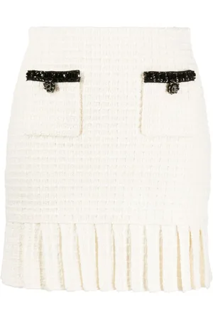 Self-Portrait Rokken, Dames, , L, Crème Geplooide Mini Rok