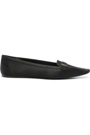 Saint Laurent Schoenen, Dames, Zwart, 40 EU, Zwarte platte schoenen met Cassandre-logo