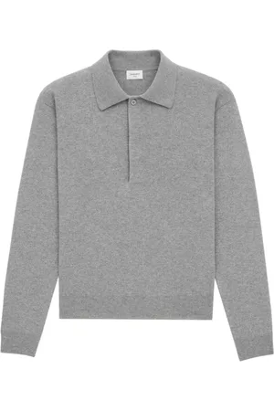 Saint Laurent Truien, Heren, Grijs, S, Wol, Grijze Wollen Polo Lange Mouw