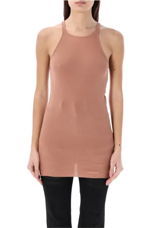 Rick Owens Tops, Dames, Roze, M, Katoen, Raw Cut Hem Mouwloze Tanktop