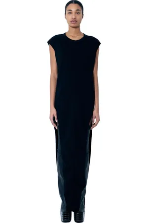 Rick Owens Kleedjes, Dames, Zwart, 2Xs, Katoen, Panel Maxi Jurk met Splitnaden