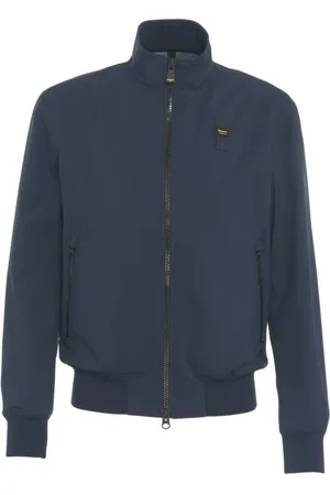 Blauer Jassen, Heren, Blauw, S, Blauwe Bomberjack met Batik Print