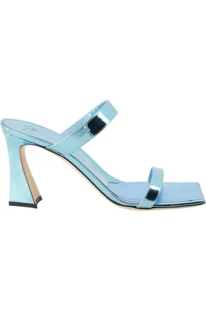 Giuseppe Zanotti Schoenen, Dames, Blauw, 39 EU, Leer, Flaminia leren muiltjes met vierkante neus