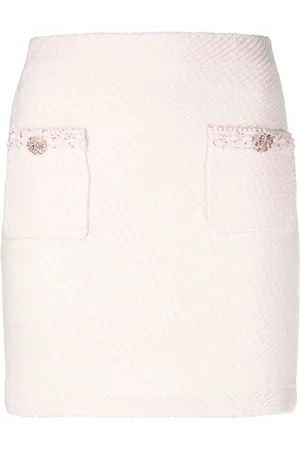 Self-Portrait Rokken, Dames, Roze, M, Katoen, Elegante Roze Gebreide Mini Rok