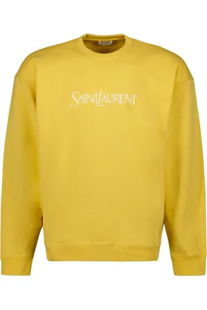 Saint Laurent Sweatshirts & Hoodies, Heren, Geel, L, Katoen, Sweatshirt met geborduurd logo