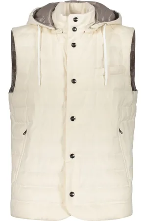 HERNO Jassen, Heren, Wit, L, Polyester, Bodywarmer met Afneembare Capuchon