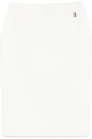 Blugirl Rokken, Dames, Wit, S, Witte Gebreide Rok Goud Logo