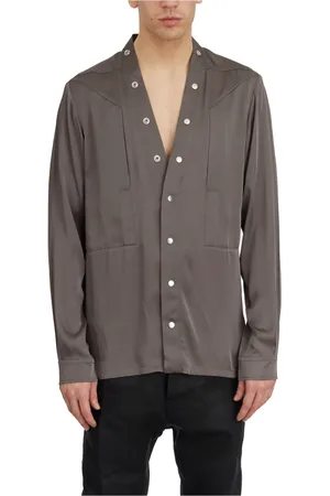 Rick Owens Jassen, Heren, Grijs, S, Katoen, Larry Pogpocket Dust Shirt