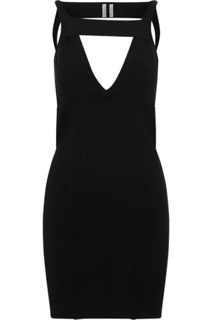 Rick Owens Kleedjes, Dames, Zwart, M, Polyester, Zwarte Gebreide Mini Jurk