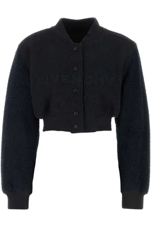 Givenchy Truien, Dames, Zwart, S, Wol, Cropped Varsity Jacket