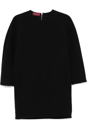 Gucci Kleedjes, Dames, Zwart, S, Wol, Wollen Crêpe Jurk