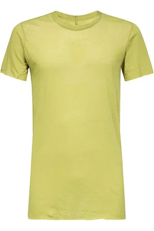 Rick Owens Tops, Heren, Groen, XL, Katoen, Cotton T-shirt met Geribbelde Halslijn