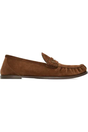 Saint Laurent Schoenen, Heren, Bruin, 41 EU, Leer, Bruine leren instapschoenen met mocassin-neus