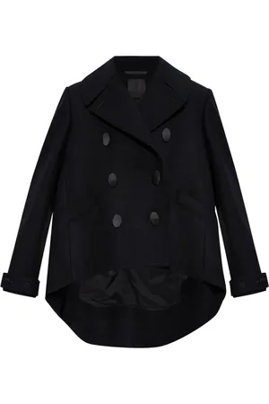 Givenchy Jassen, Dames, Zwart, S, Wol, Zwarte Wollen Jas Double-Breasted Stijl