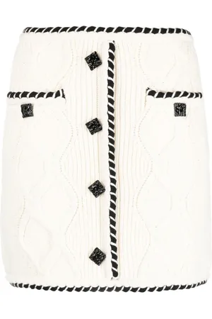 Self-Portrait Rokken, Dames, Wit, L, Katoen, Kabel Gebreide Mini Rok