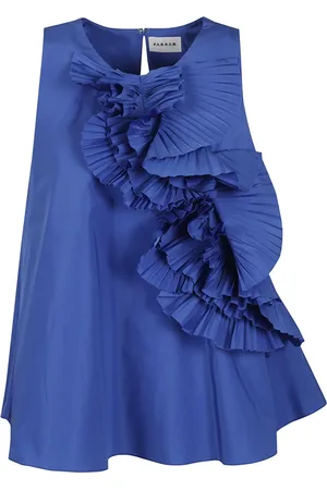 P.A.R.O.S.H. Tops, Dames, Blauw, XS, Blauw Shirt Stijlvol Ontwerp Comfortabele Pasvorm