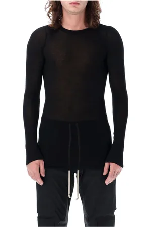 Rick Owens Tops, Heren, Zwart, M, Katoen, Deep V Sl T