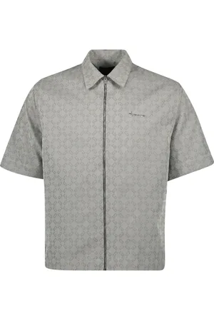 Givenchy Jassen, Heren, Grijs, M, Katoen, Grijze Zip-Up Shirt Jacket Jacquard