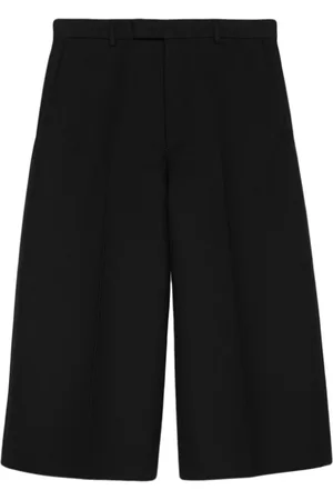 Gucci Broeken, Heren, Zwart, M, Wol, Wijde Pijpen Cropped Broek