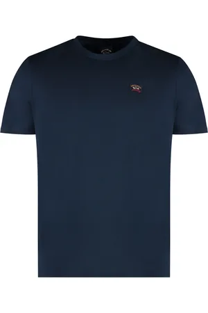 Paul & Shark Tops, Heren, Blauw, 2Xl, Katoen, Geribbelde kraag katoenen ronde hals T-shirt