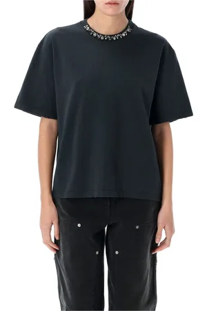 Golden Goose Tops, Dames, Zwart, XS, Katoen, Crystal Ribbed T-shirt Washed