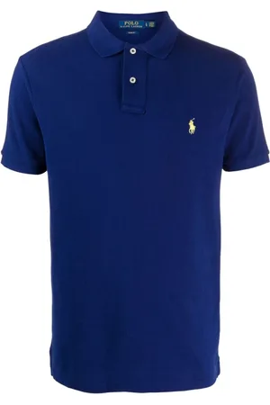 Ralph Lauren Tops, Heren, Blauw, S, Katoen, Polo Shirt met Logo Borduurwerk