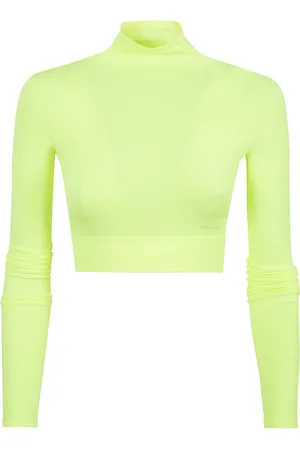 Balenciaga Truien, Dames, Geel, S, Katoen, Cropped coltruien