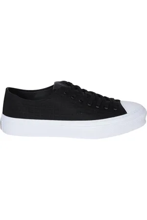 Givenchy Schoenen, Heren, Zwart, 43 EU, Leer, Zwarte Leren Sneakers met Ronde Neus en Logo Achterop