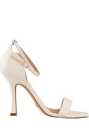 Guess Schoenen, Dames, Wit, 39 EU, Leer, Sandalen met vierkante neus en enkelband