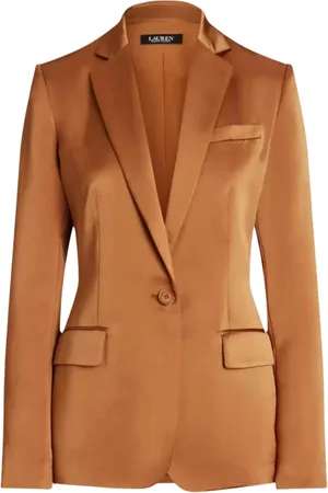 Ralph Lauren Jassen, Dames, Bruin, S, Satijn, Satijnen Blazer