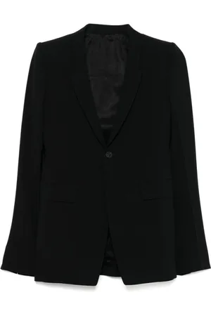 Rick Owens Jassen, Dames, Zwart, M, Zwarte Jas met Knopen en Klepzakken